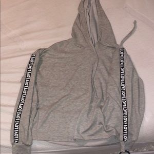 Grey cropped hoodie.